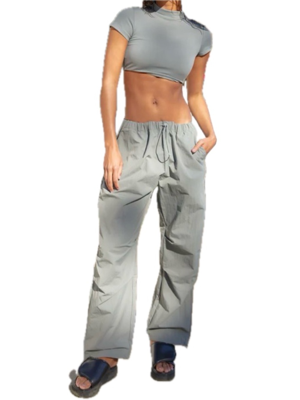 NWT OAK + FORT Parachute Pants Size Large Sedona Sage